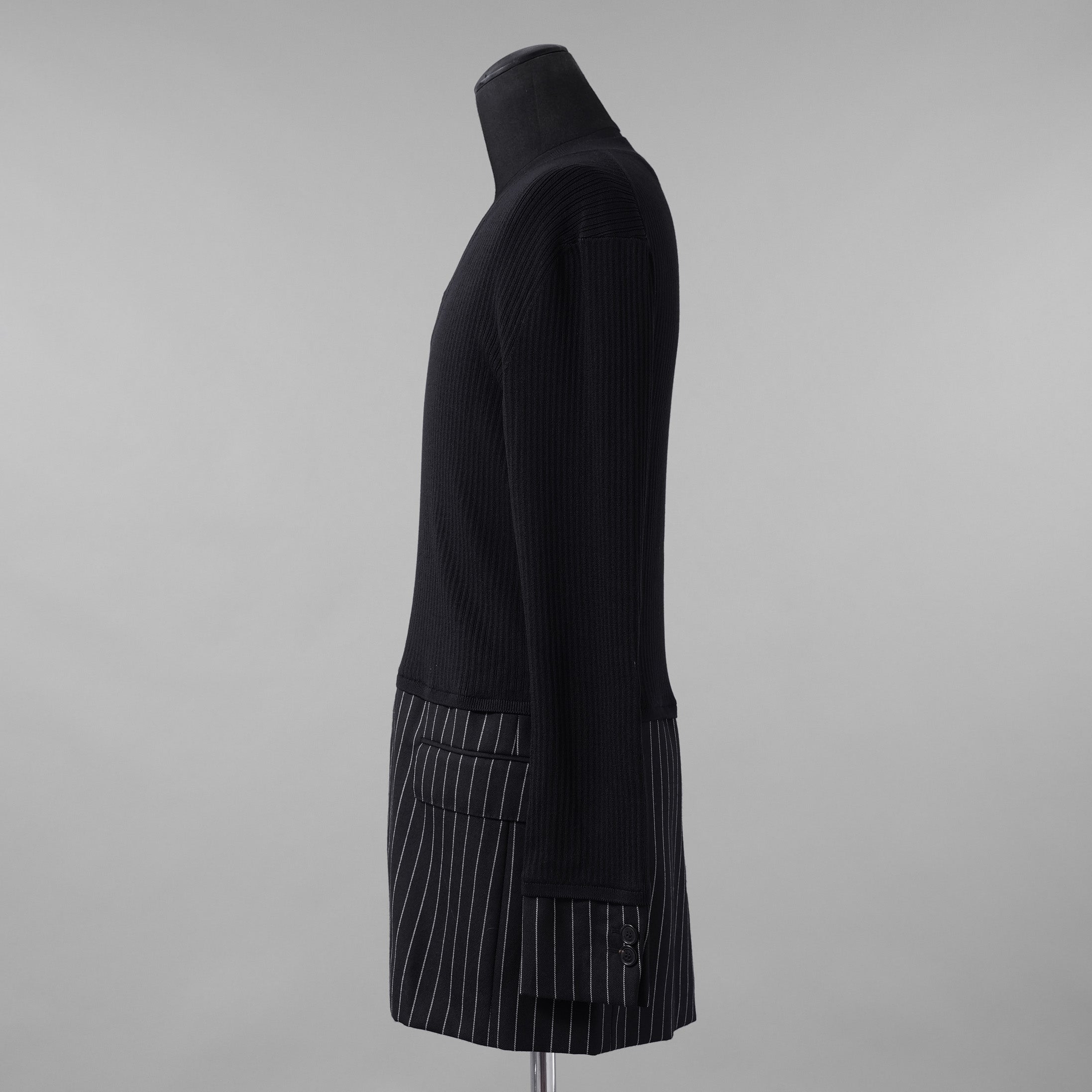 BURBERRY LONDON バーバリー ロンドン / 美品 テーラードパネル リブニットドッキング 長袖ニット / size S (DARK NAVY)