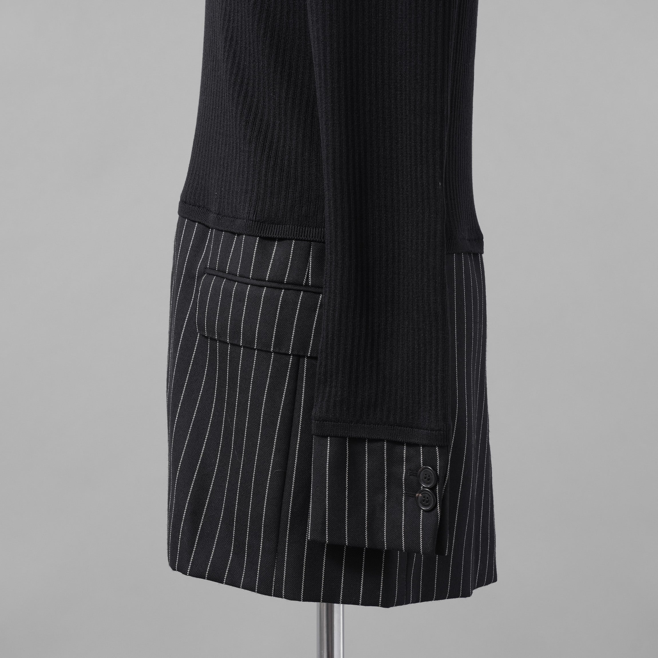 BURBERRY LONDON バーバリー ロンドン / 美品 テーラードパネル リブニットドッキング 長袖ニット / size S (DARK NAVY)