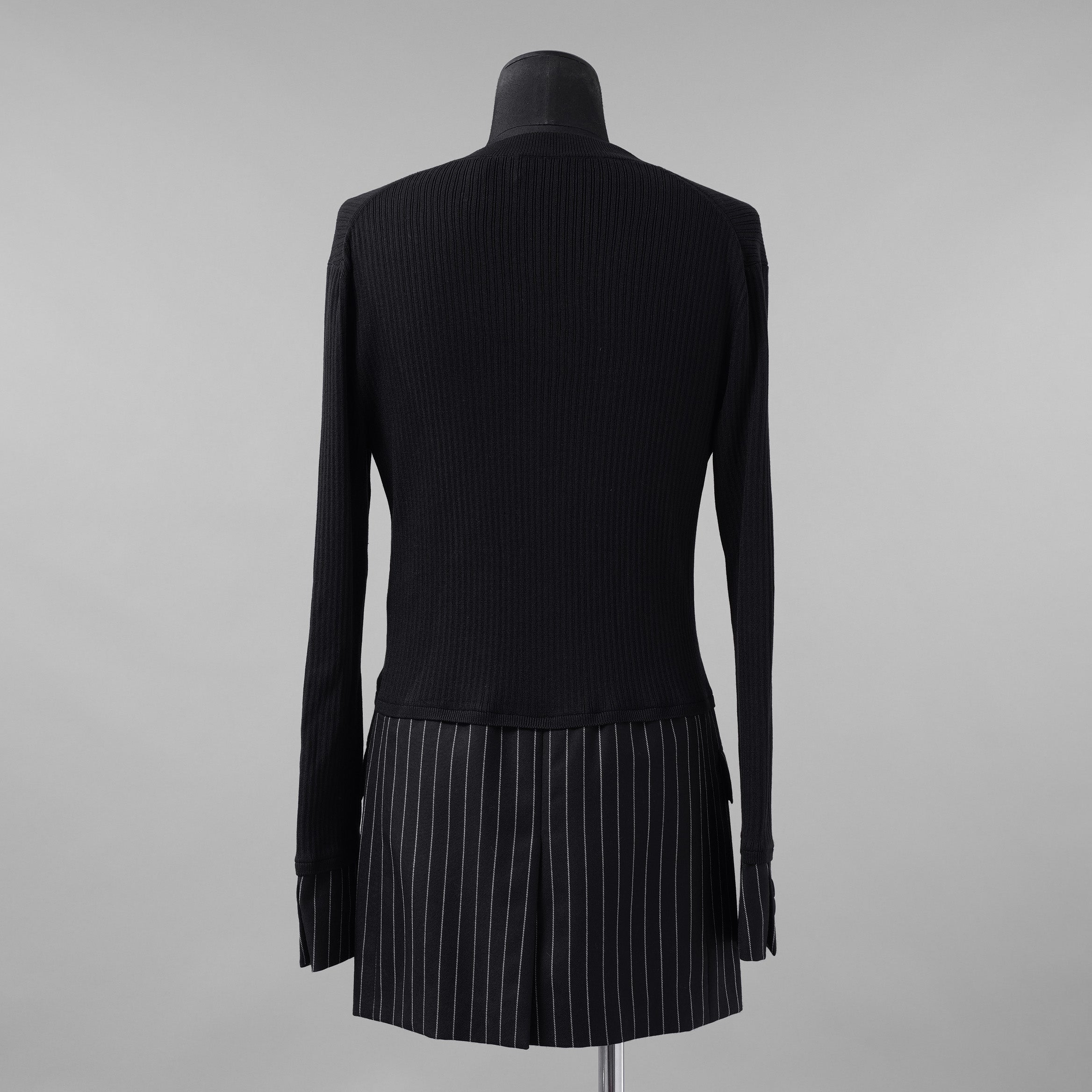 BURBERRY LONDON バーバリー ロンドン / 美品 テーラードパネル リブニットドッキング 長袖ニット / size S (BLACK)