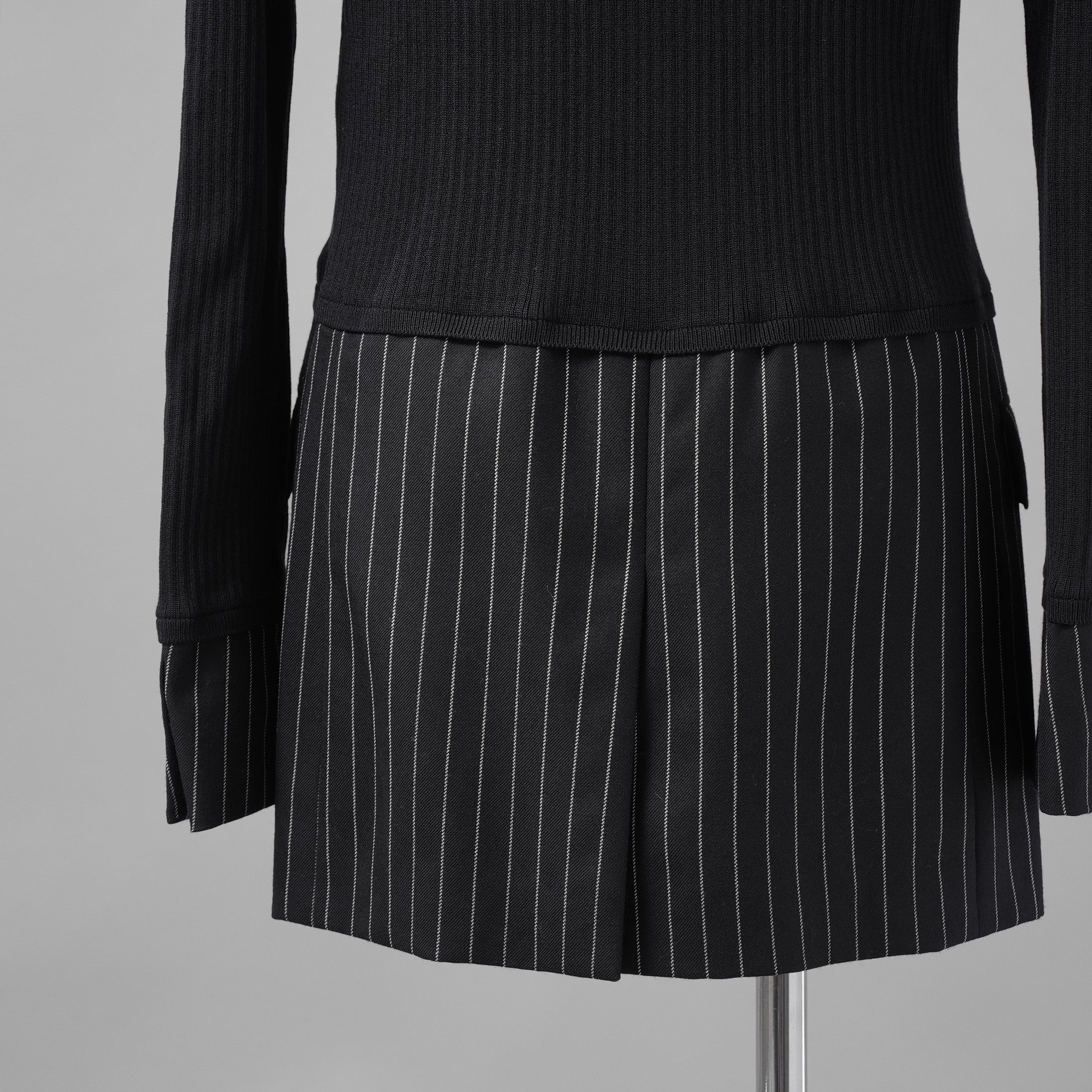 BURBERRY LONDON バーバリー ロンドン / 美品 テーラードパネル リブニットドッキング 長袖ニット / size S (DARK NAVY)