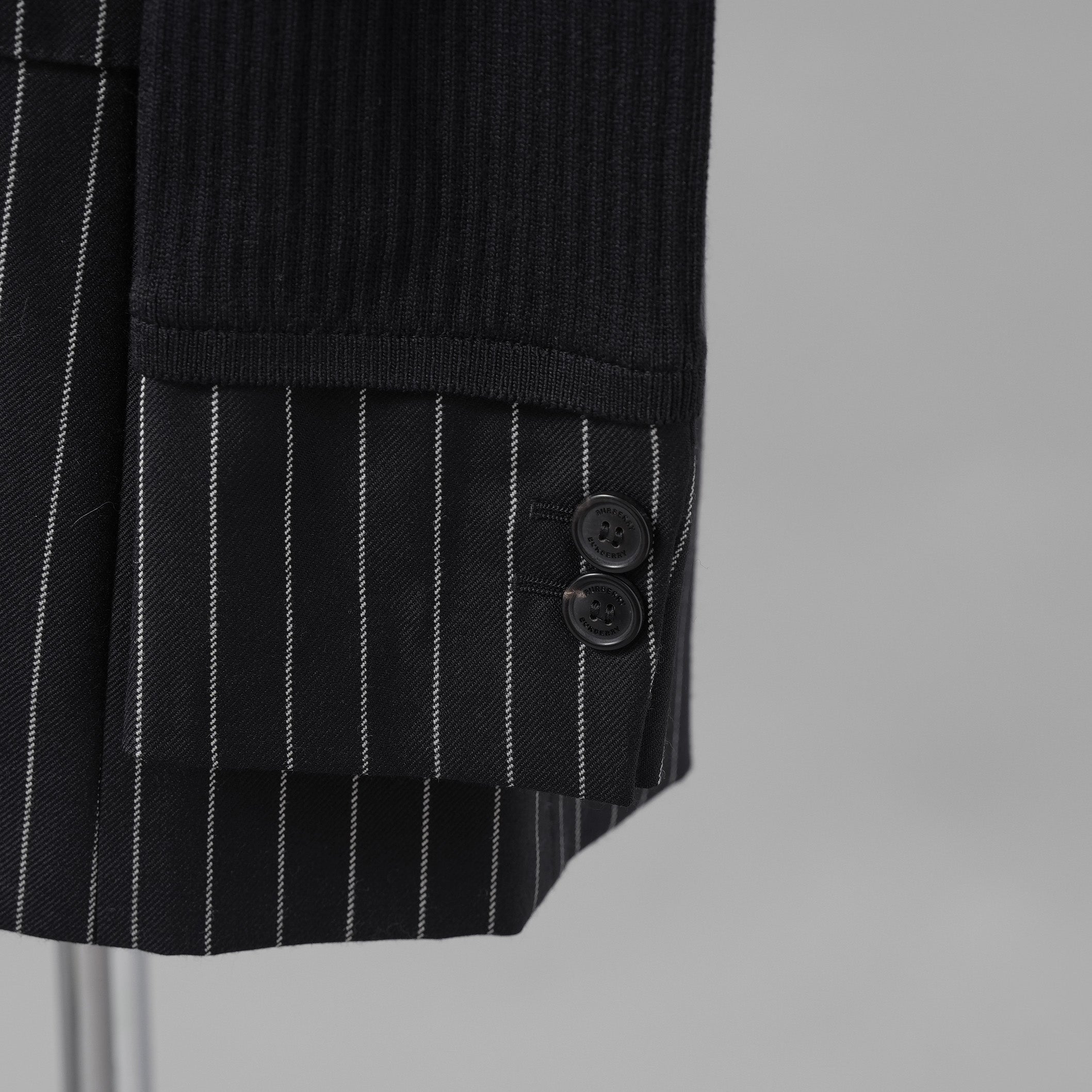 BURBERRY LONDON バーバリー ロンドン / 美品 テーラードパネル リブニットドッキング 長袖ニット / size S (BLACK)