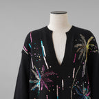 Valentino ヴァレンティノ / 美品 17年リゾートコレクション Sequin Cashmere Sweater in Nero スパンコール装飾 カシミヤ セーター  ニット / 2B3KC42U7MJ / size XS (BLACK) レディース