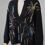 Valentino ヴァレンティノ / 美品 17年リゾートコレクション Sequin Cashmere Sweater in Nero スパンコール装飾 カシミヤ セーター  ニット / 2B3KC42U7MJ / size XS (BLACK) レディース