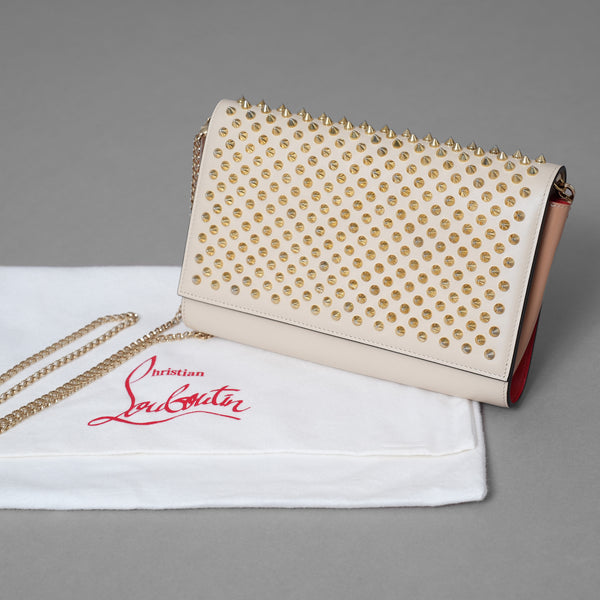 Christian Louboutin クリスチャン ルブタン / 16SS パロマ クラッチ スパイク付き 2WAY チェーン ショルダーバッグ / IVORY レディース 352196-izm