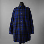 新品 ISAMU KATAYAMA BACKLASH イサムカタヤマ バックラッシュ / 19AW オーバーサイズ 圧縮ウール チェックシャツ / 長袖シャツ / 1859-02 / size M (BLUE)
