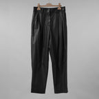 Brunello Cucinelli ブルネロクチネリ / 試着程度美品 20AW ラムスキン タックトラウザーズ テーパード レザー パンツ / M0NCAP7061 / size 38 (BLACK) レディース