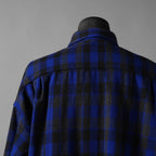 新品 ISAMU KATAYAMA BACKLASH イサムカタヤマ バックラッシュ / 19AW オーバーサイズ 圧縮ウール チェックシャツ / 長袖シャツ / 1859-02 / size M (BLUE)