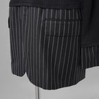 BURBERRY LONDON バーバリー ロンドン / 美品 テーラードパネル リブニットドッキング 長袖ニット / size S (DARK NAVY)