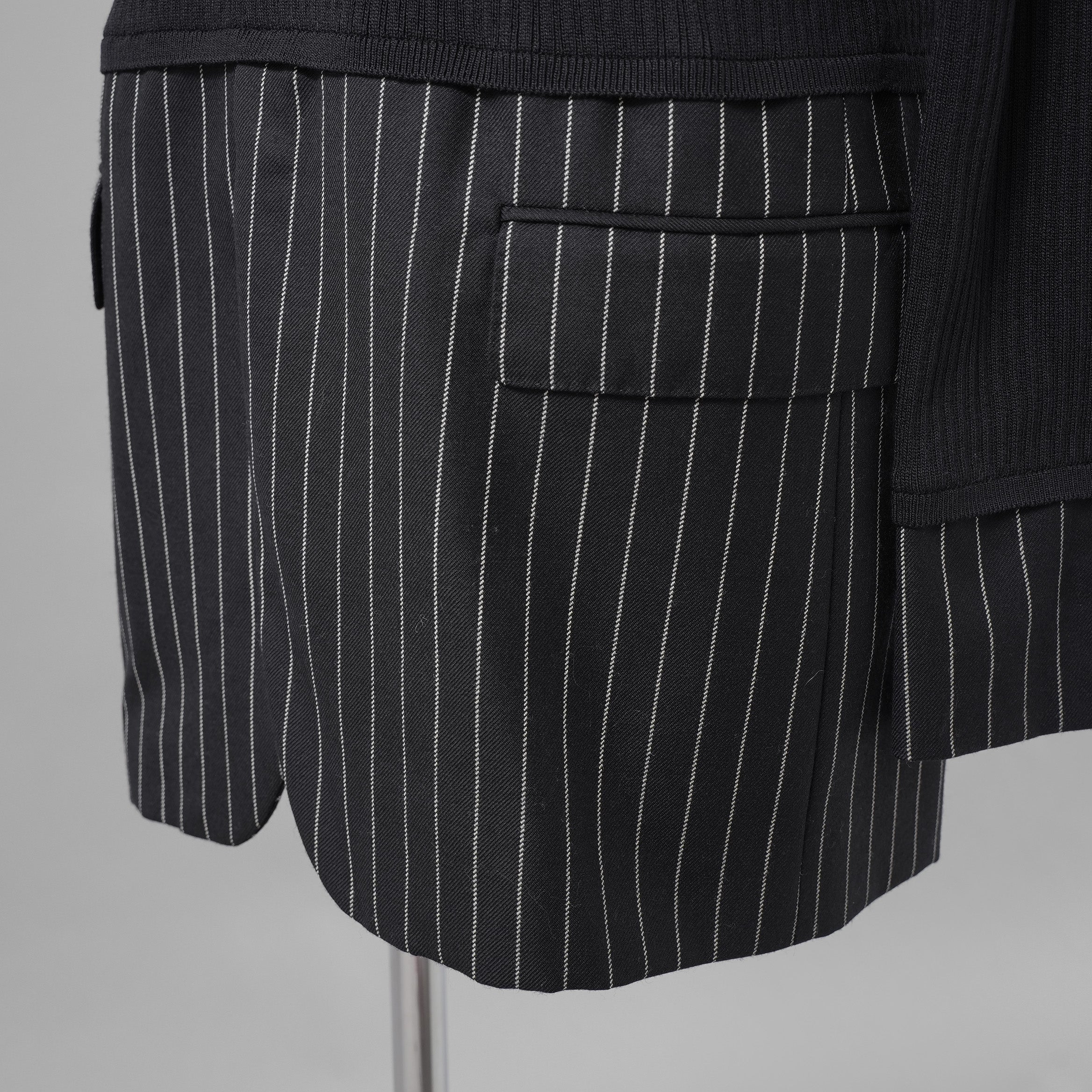 BURBERRY LONDON バーバリー ロンドン / 美品 テーラードパネル リブニットドッキング 長袖ニット / size S (DARK NAVY)