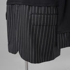 BURBERRY LONDON バーバリー ロンドン / 美品 テーラードパネル リブニットドッキング 長袖ニット / size S (BLACK)