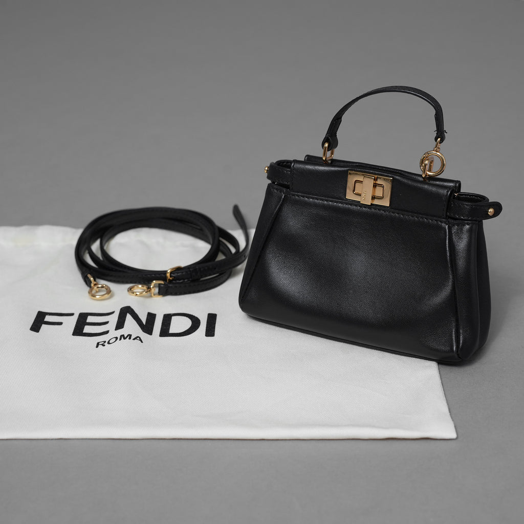 FENDI フェンディ / 美品 15SS マイクロ ピーカブー MICRO PEEKABOO 2WAY バッグ / 01769148 / BLACK レディース 352200-izm