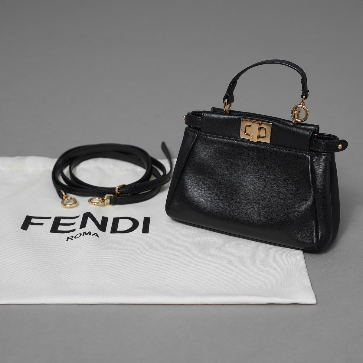 FENDI フェンディ / 美品 15SS マイクロ ピーカブー MICRO PEEKABOO 2WAY バッグ / 01769148 / BLACK レディース 352200-izm