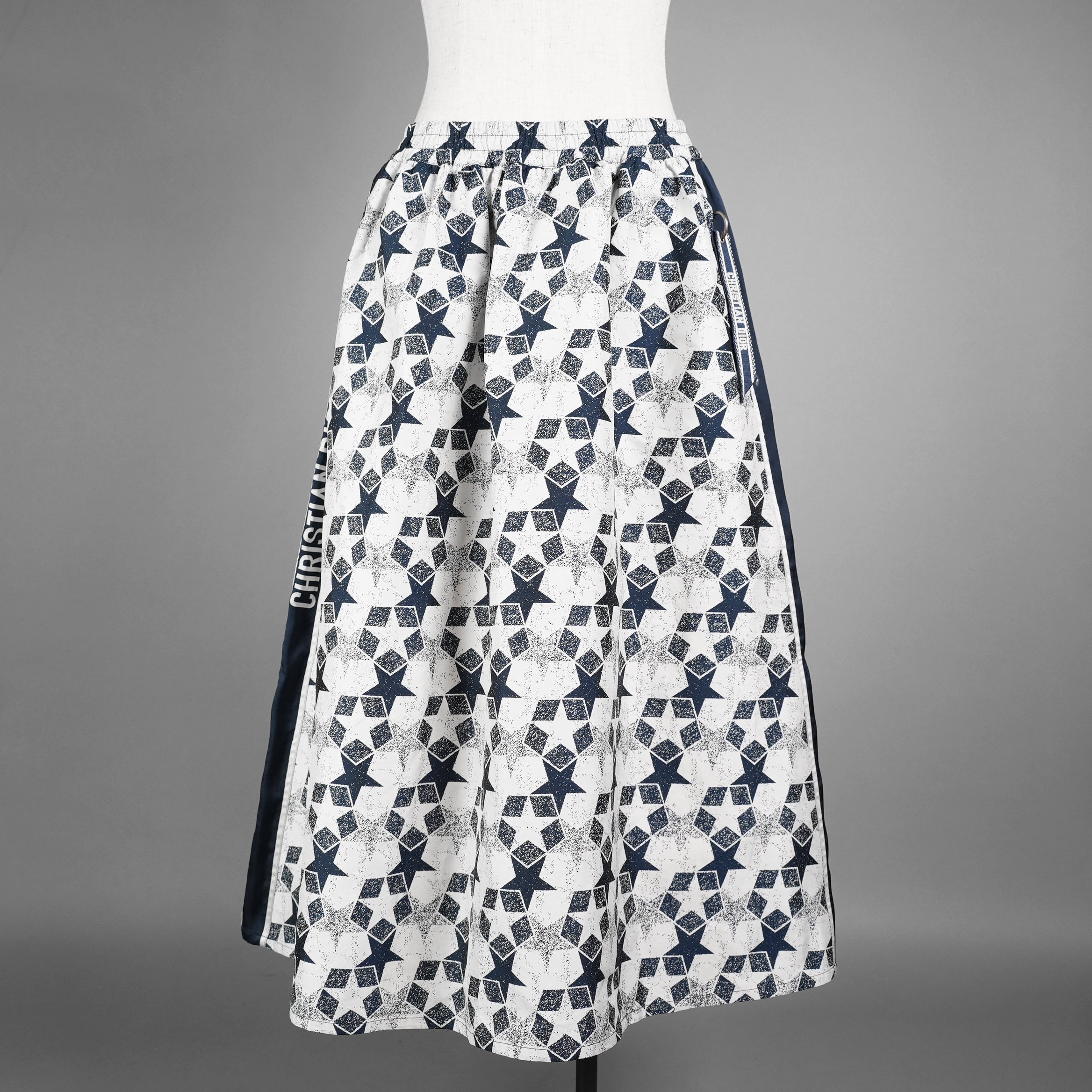 Christian Dior クリスチャンディオール / 22SS サイドロゴ ジャガード スター総柄 ロングスカート / 217J24A2977 / size 36 (WHITE×NAVY) レディース