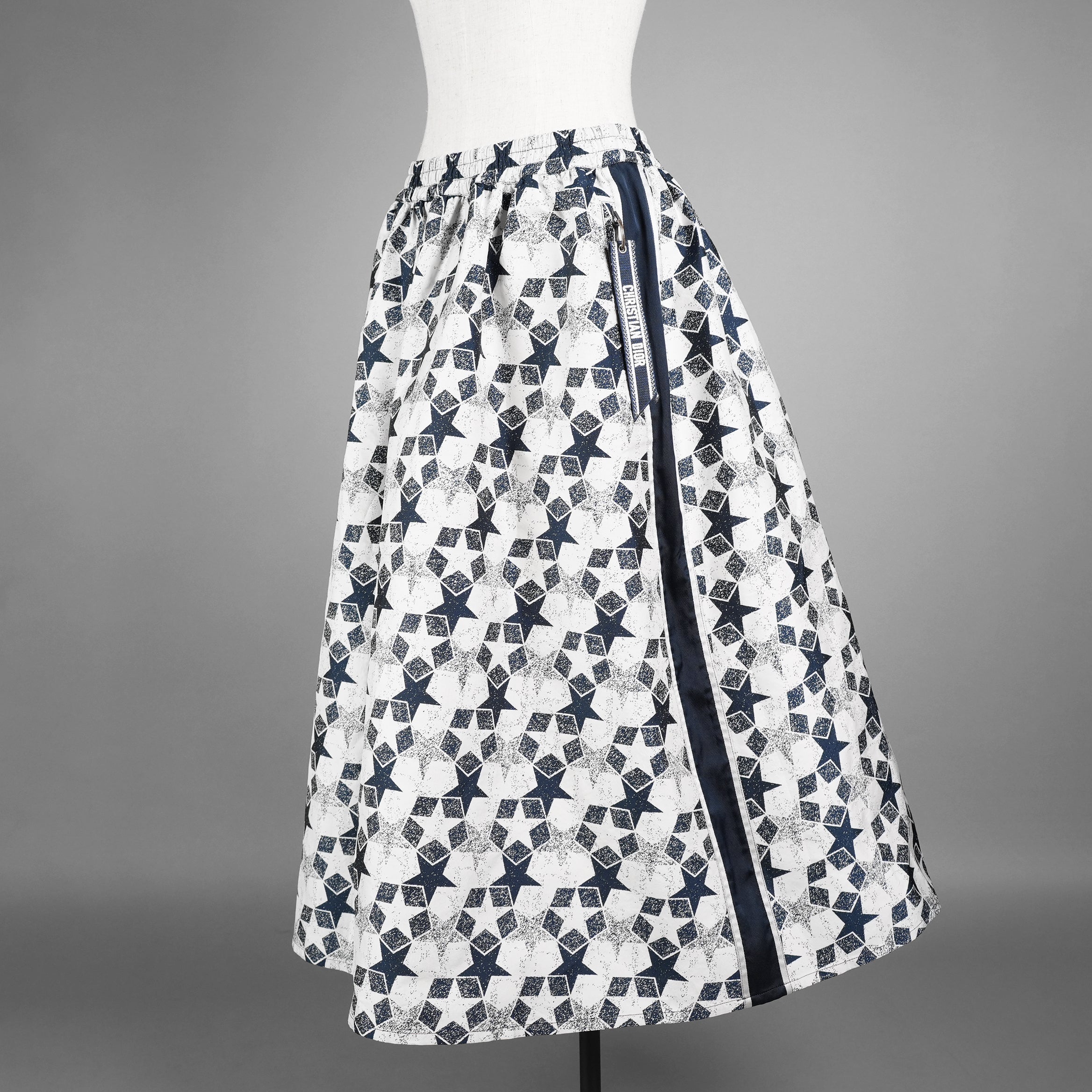 Christian Dior クリスチャンディオール / 22SS サイドロゴ ジャガード スター総柄 ロングスカート / 217J24A2977 / size 36 (WHITE×NAVY) レディース