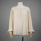 CELINE セリーヌ / 21SS 美品 Folk Tunic in Silk Georgette シルクジョーゼット チュニック / 長袖シャツ / 2B321856C / size 36 (ECRU) レディース