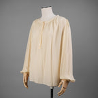 CELINE セリーヌ / 21SS 美品 Folk Tunic in Silk Georgette シルクジョーゼット チュニック / 長袖シャツ / 2B321856C / size 36 (ECRU) レディース