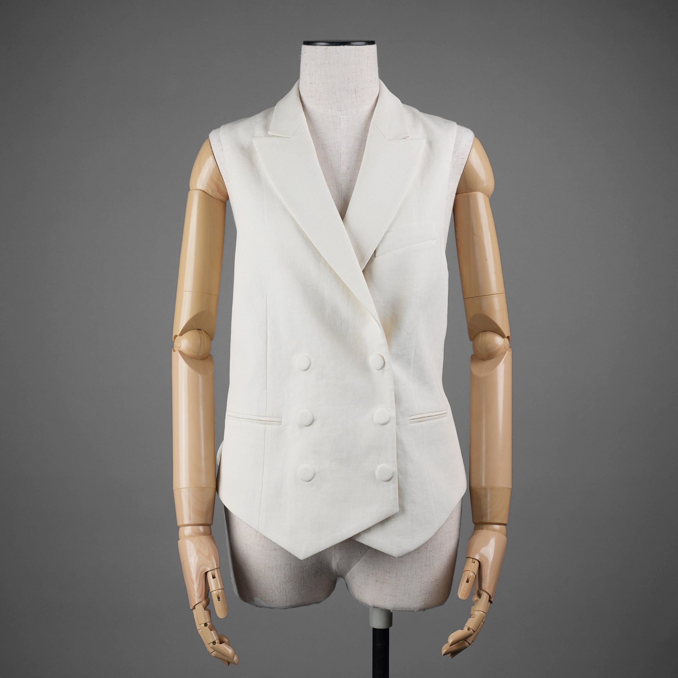 FENDI フェンディ / 21SS ダブルブレストリネンベスト / FT5968-AF79 / size 38 (CREAM) レディース