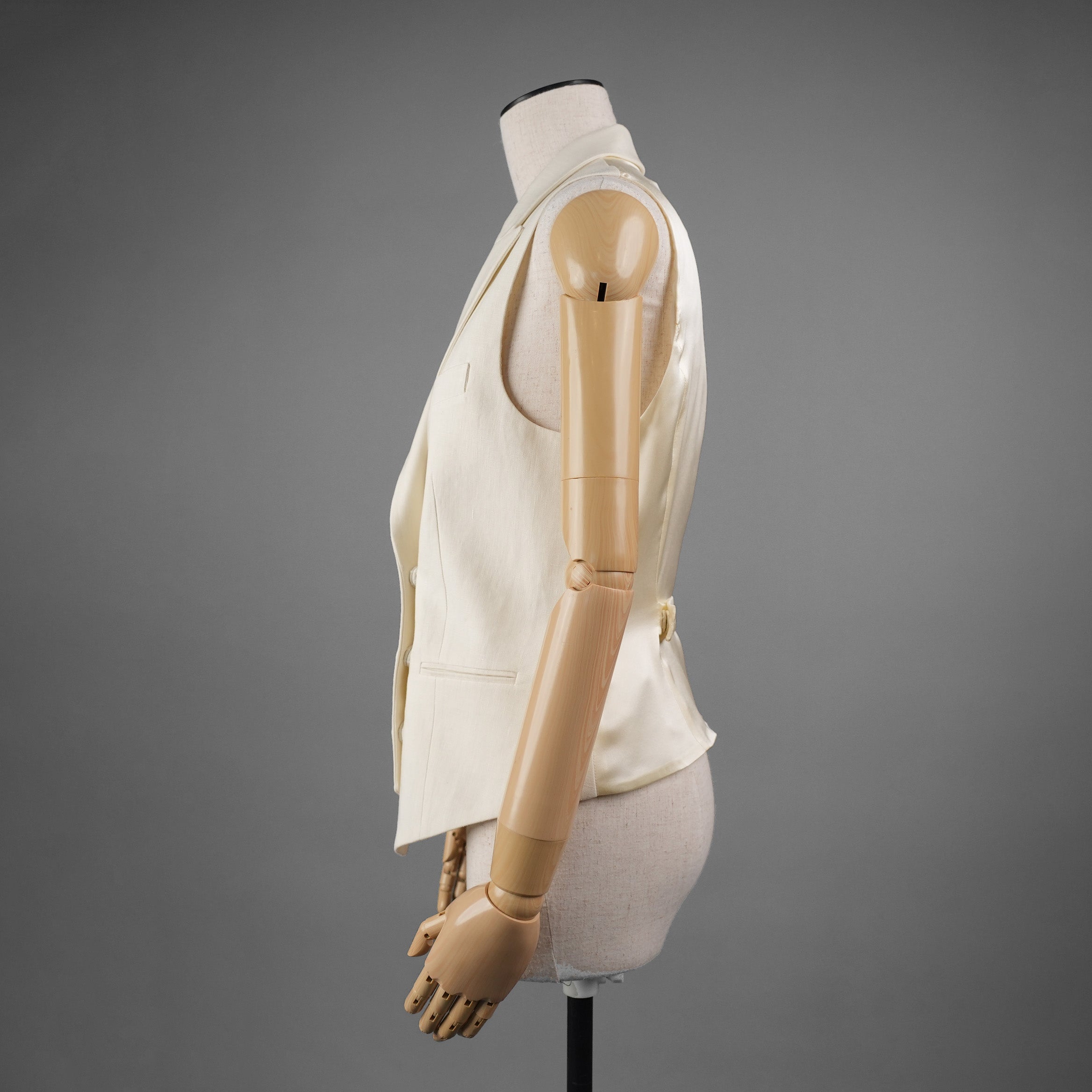 FENDI フェンディ / 21SS ダブルブレストリネンベスト / FT5968-AF79 / size 38 (CREAM) レディース