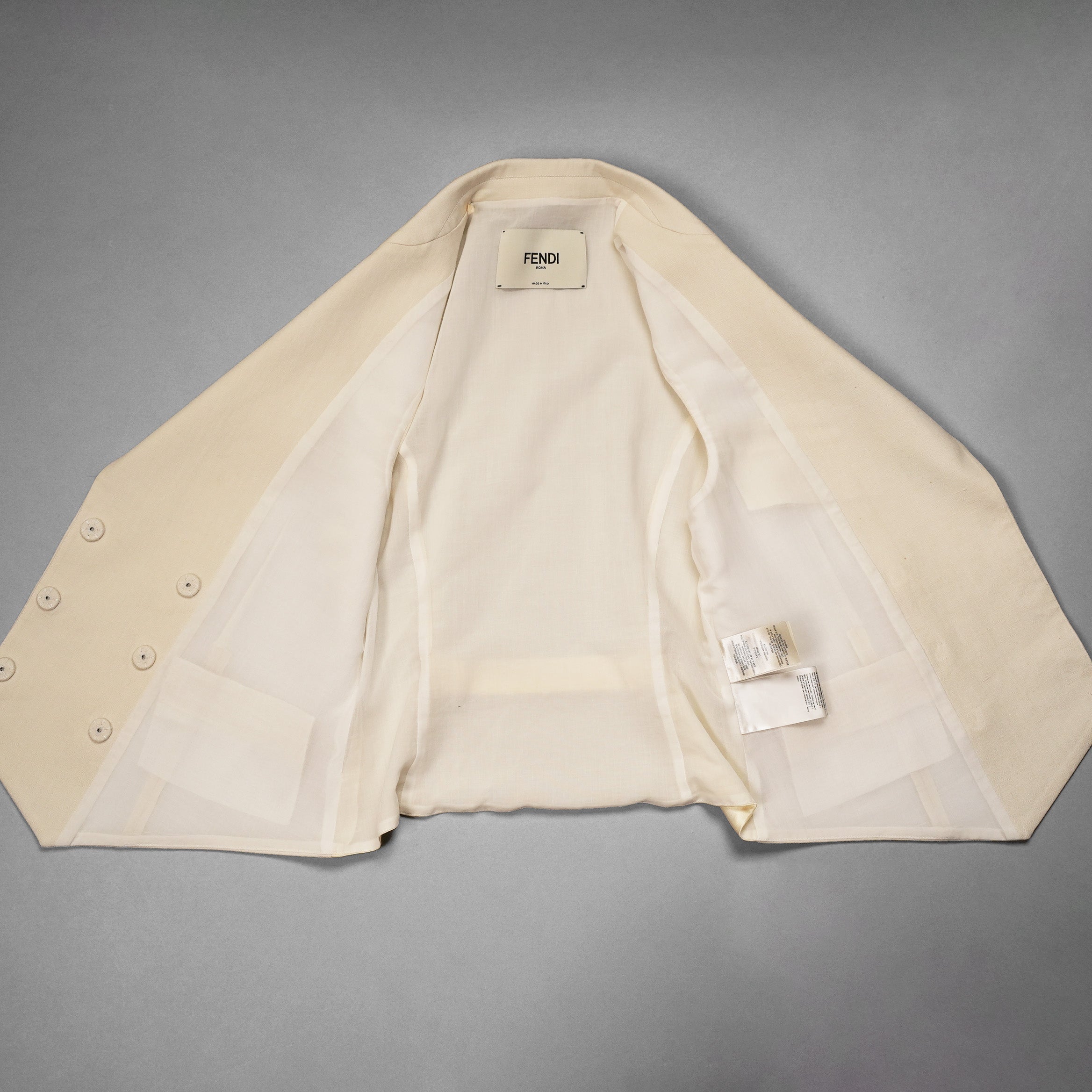 FENDI フェンディ / 21SS ダブルブレストリネンベスト / FT5968-AF79 / size 38 (CREAM) レディース