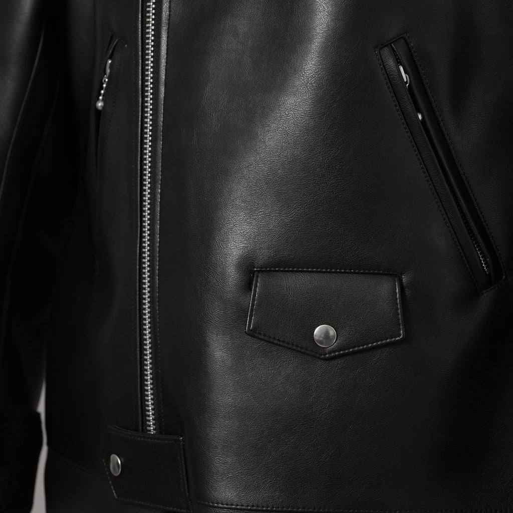 JUNYA WATANABE ジュンヤワタナベ / 25AW COMME des GARÇONS コムデギャルソン オーバーサイズ フェイクレザー ムートン コート / JP-C004 / size L (BLACK) ユニセックス 352210-in-ue