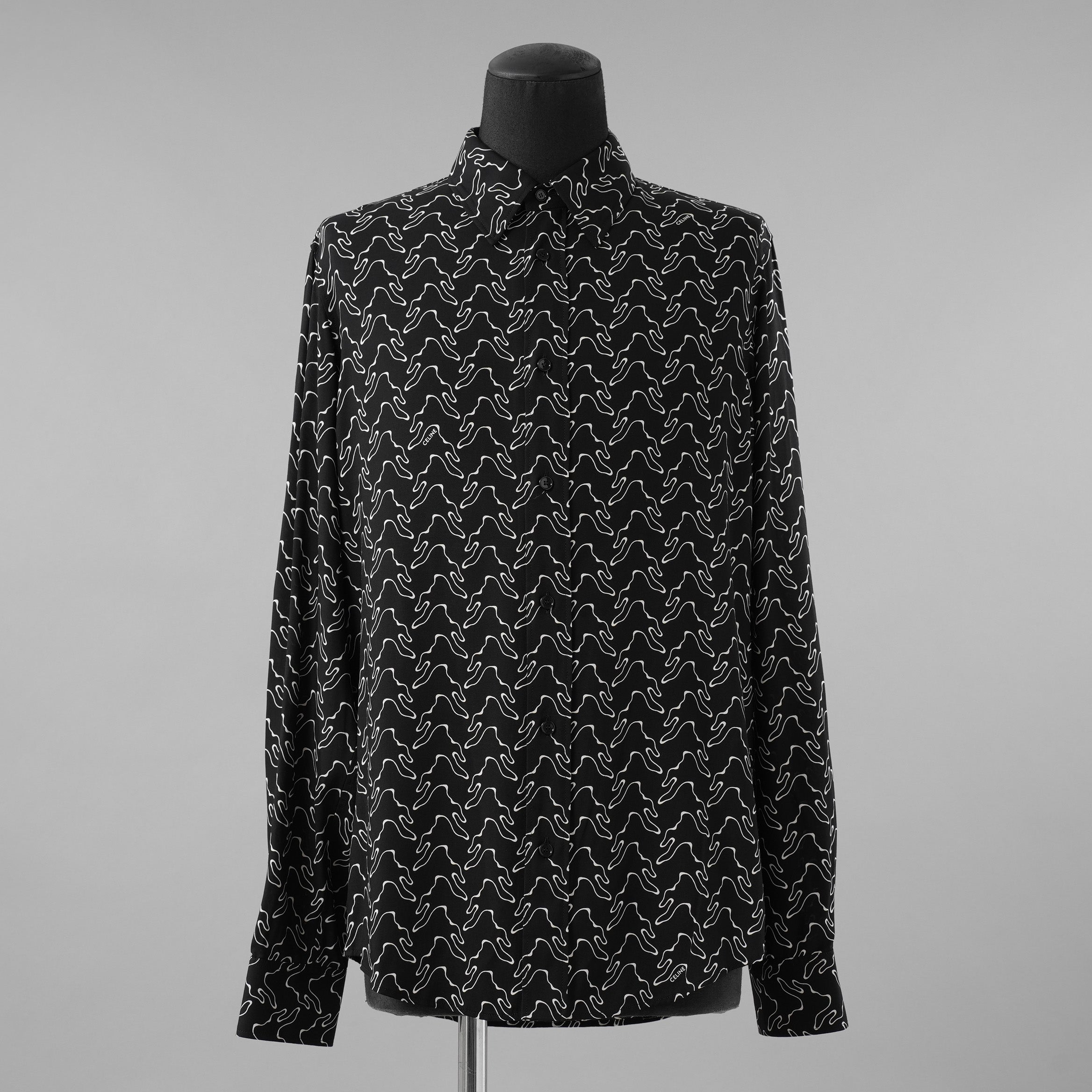 CELINE セリーヌ / 美品 23SS エディ期 ゴーストプリントシャツ 長袖シャツ / 2C813977R / size 39 (BLACK)