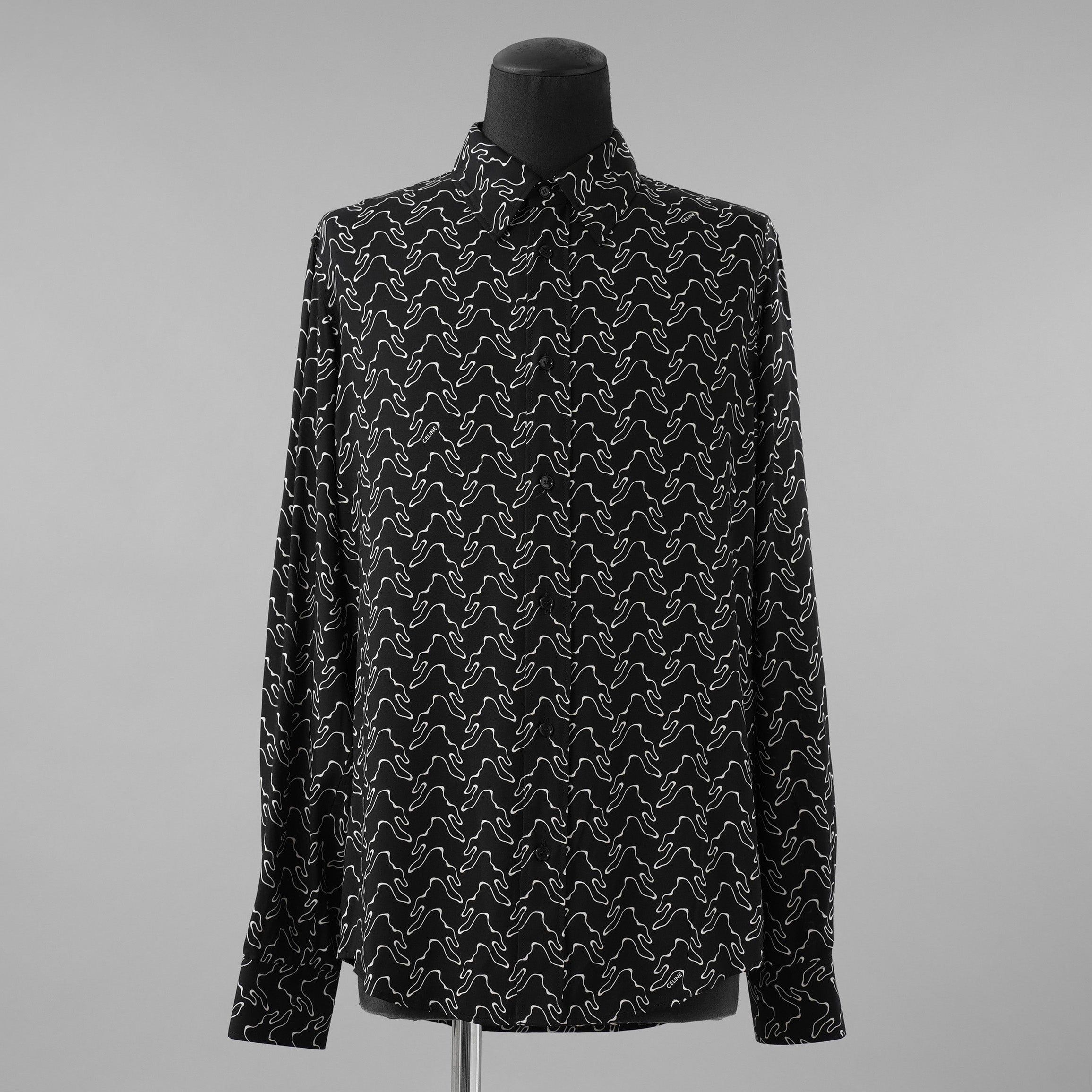 CELINE セリーヌ / 美品 23SS エディ期 ゴーストプリントシャツ 長袖シャツ / 2C813977R / size 39 (BLACK)