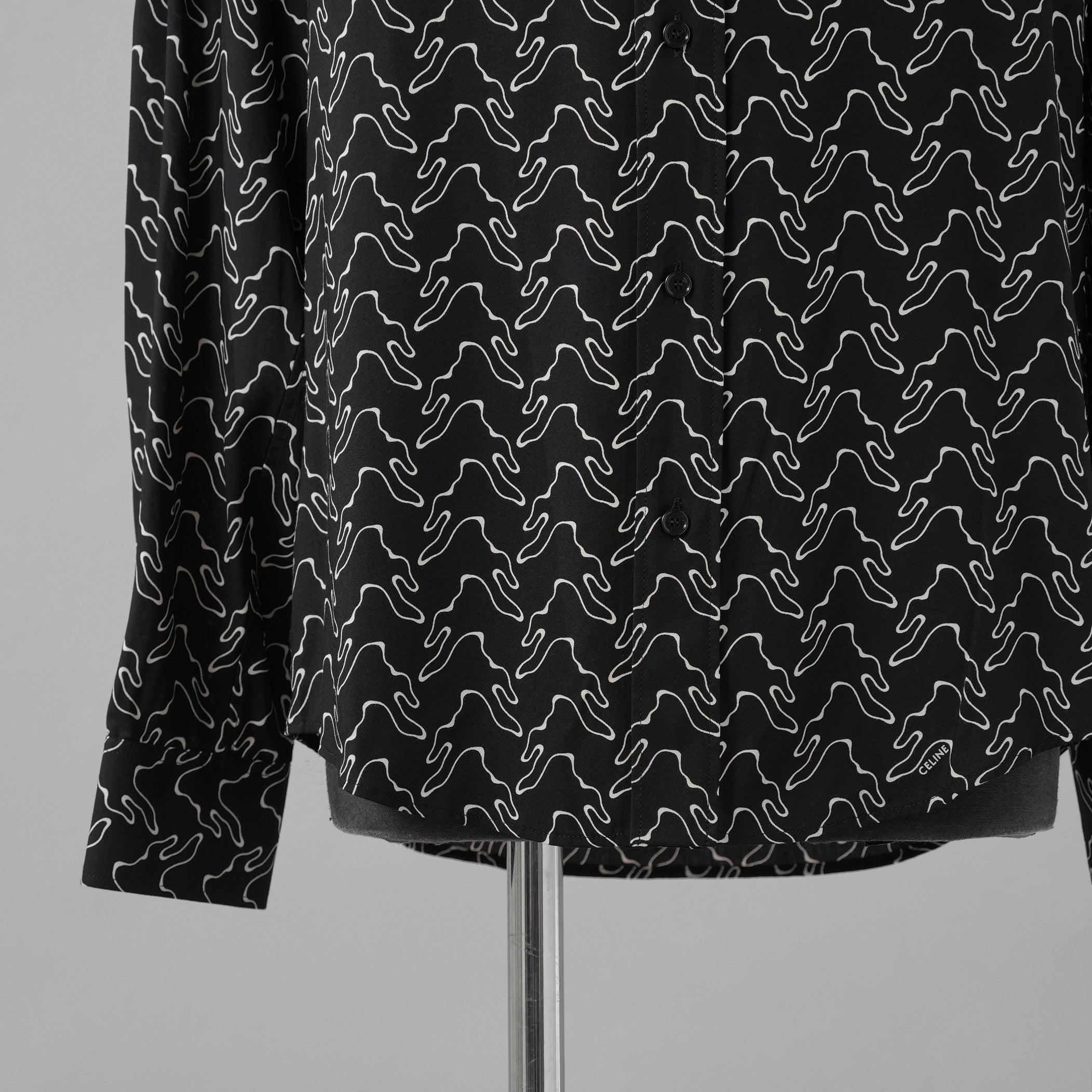 CELINE セリーヌ / 美品 23SS エディ期 ゴーストプリントシャツ 長袖シャツ / 2C813977R / size 39 (BLACK)