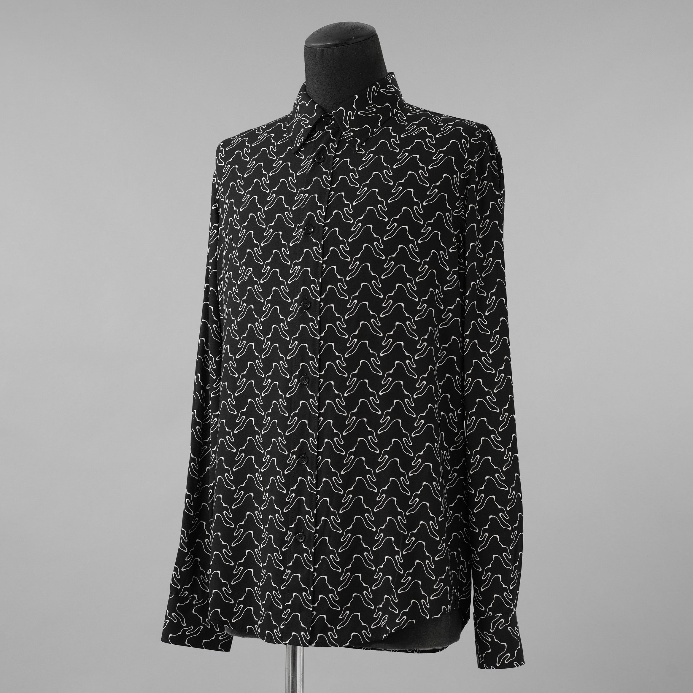 CELINE セリーヌ / 美品 23SS エディ期 ゴーストプリントシャツ 長袖シャツ / 2C813977R / size 39 (BLACK)