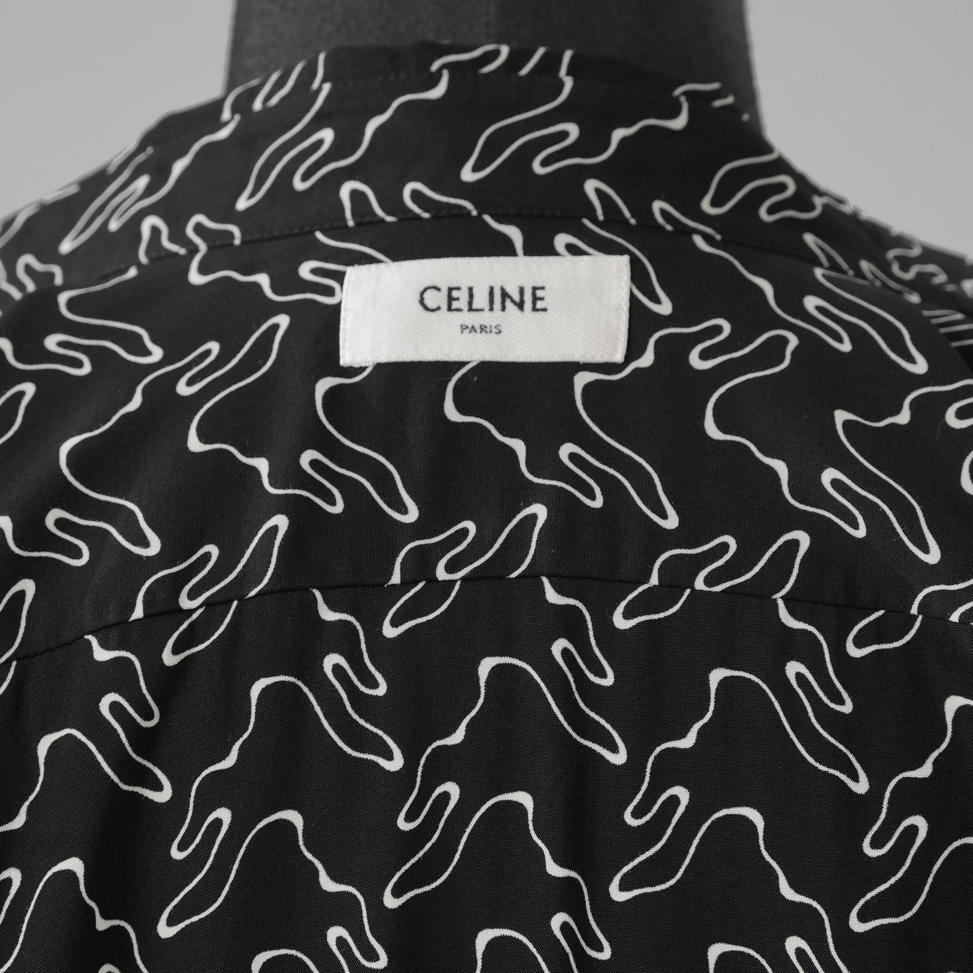 CELINE セリーヌ / 美品 23SS エディ期 ゴーストプリントシャツ 長袖シャツ / 2C813977R / size 39 (BLACK)