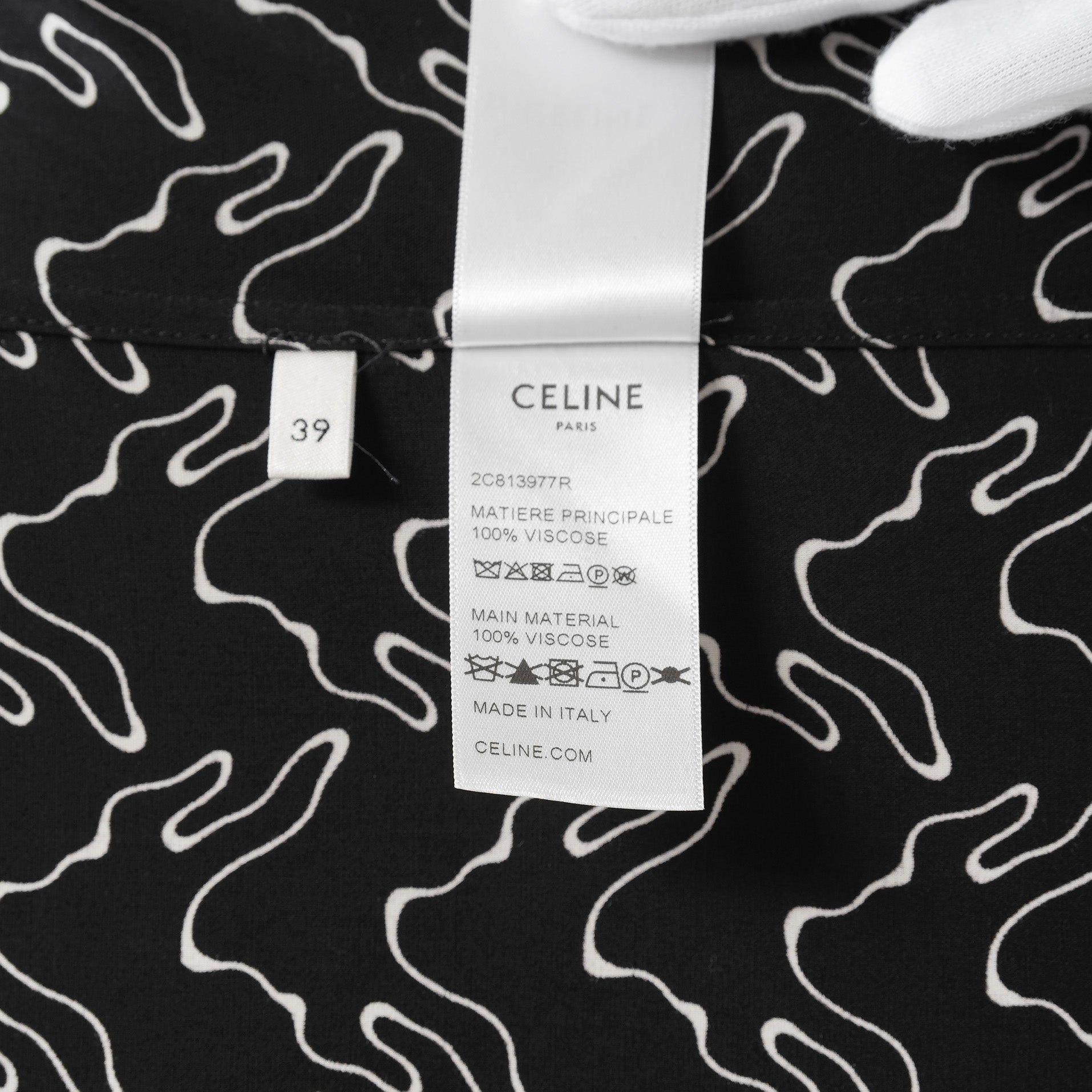 CELINE セリーヌ / 美品 23SS エディ期 ゴーストプリントシャツ 長袖シャツ / 2C813977R / size 39 (BLACK)