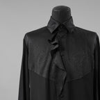 新品 kiryuyrik キリュウキリュウ / 24AW Decine & PaisleyJQD Single Frill Shirt デシン＆ペイズリージャガード シングルフリルシャツ 長袖シャツ / KS-HB13-902 / size M (BLACK)