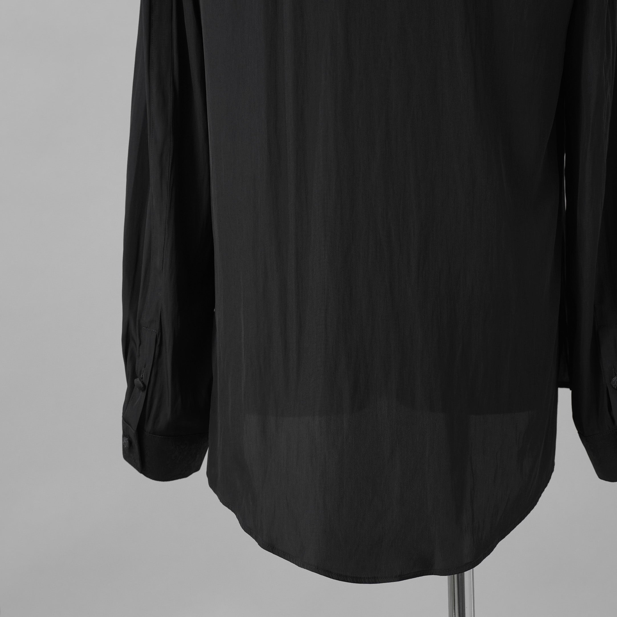 新品 kiryuyrik キリュウキリュウ / 24AW Decine & PaisleyJQD Single Frill Shirt デシン＆ペイズリージャガード シングルフリルシャツ 長袖シャツ / KS-HB13-902 / size M (BLACK)