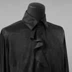 新品 kiryuyrik キリュウキリュウ / 24AW Decine & PaisleyJQD Single Frill Shirt デシン＆ペイズリージャガード シングルフリルシャツ 長袖シャツ / KS-HB13-902 / size M (BLACK)