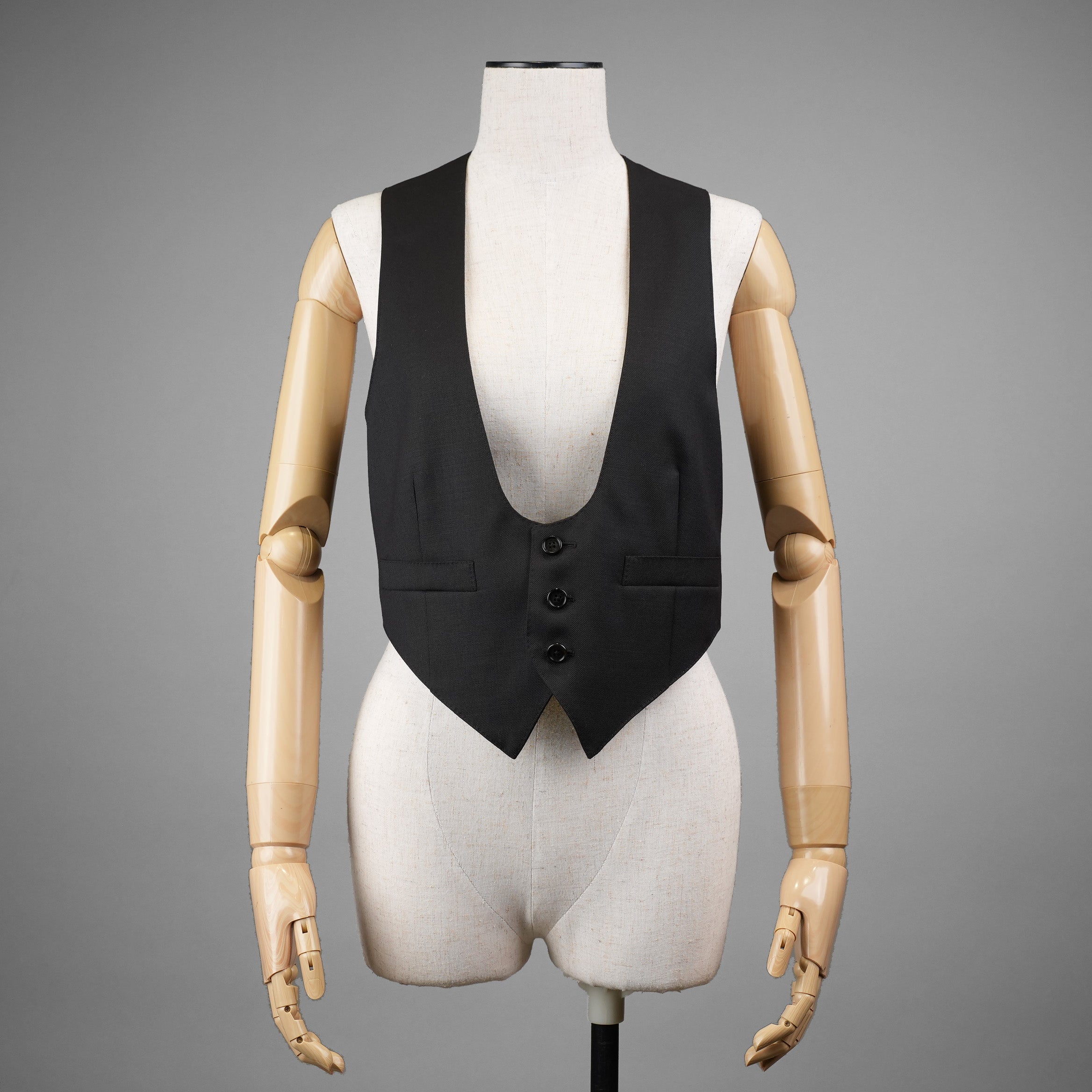 CELINE セリーヌ / 20AW ウールギャバジン Uネック ボタンフロント ベスト ジレ / 21044673D / size 36 (BLACK) レディース