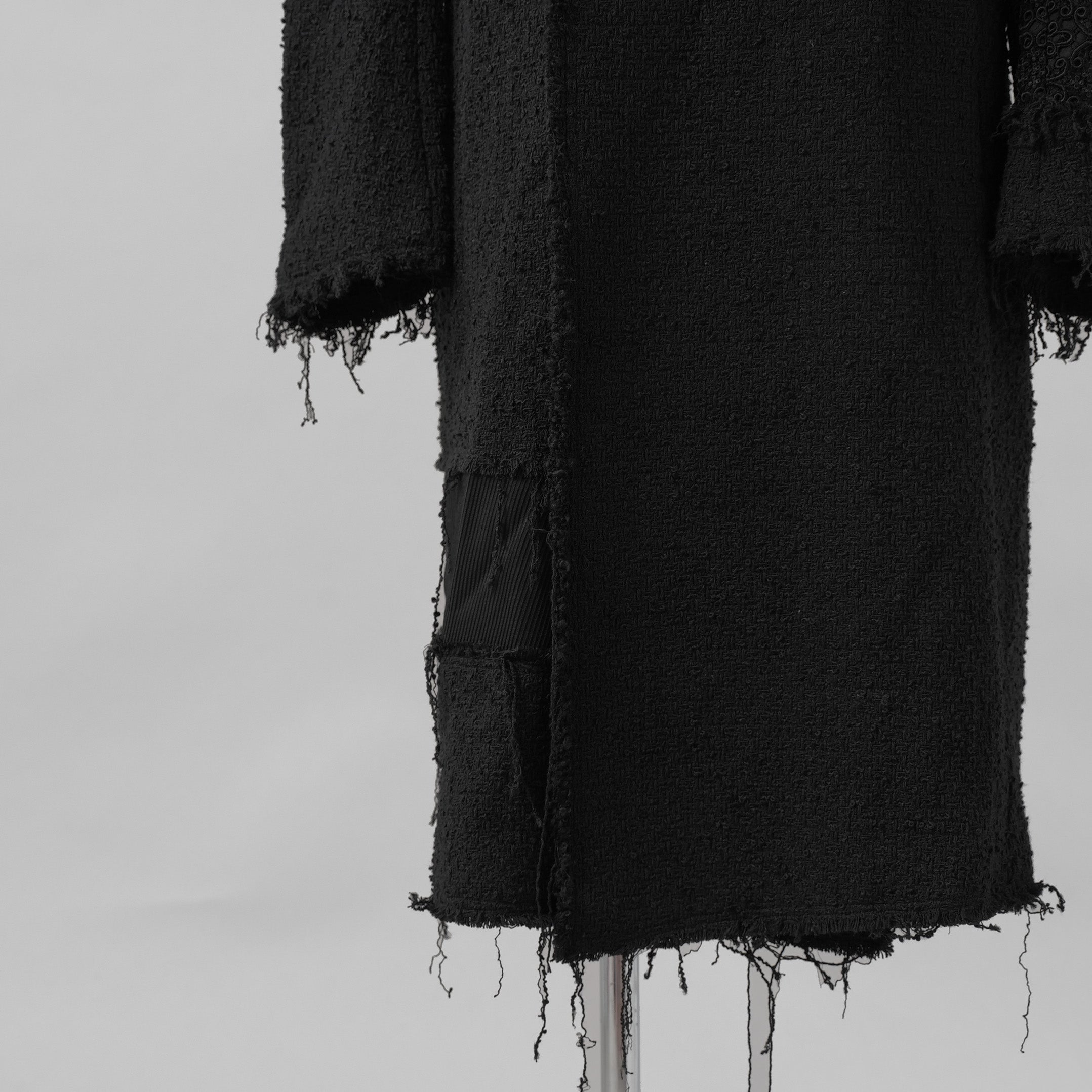 bajra バジュラ / 美品 23AW ループツイードコート ロング コート / 158BC01 / size 3 (BLACK)