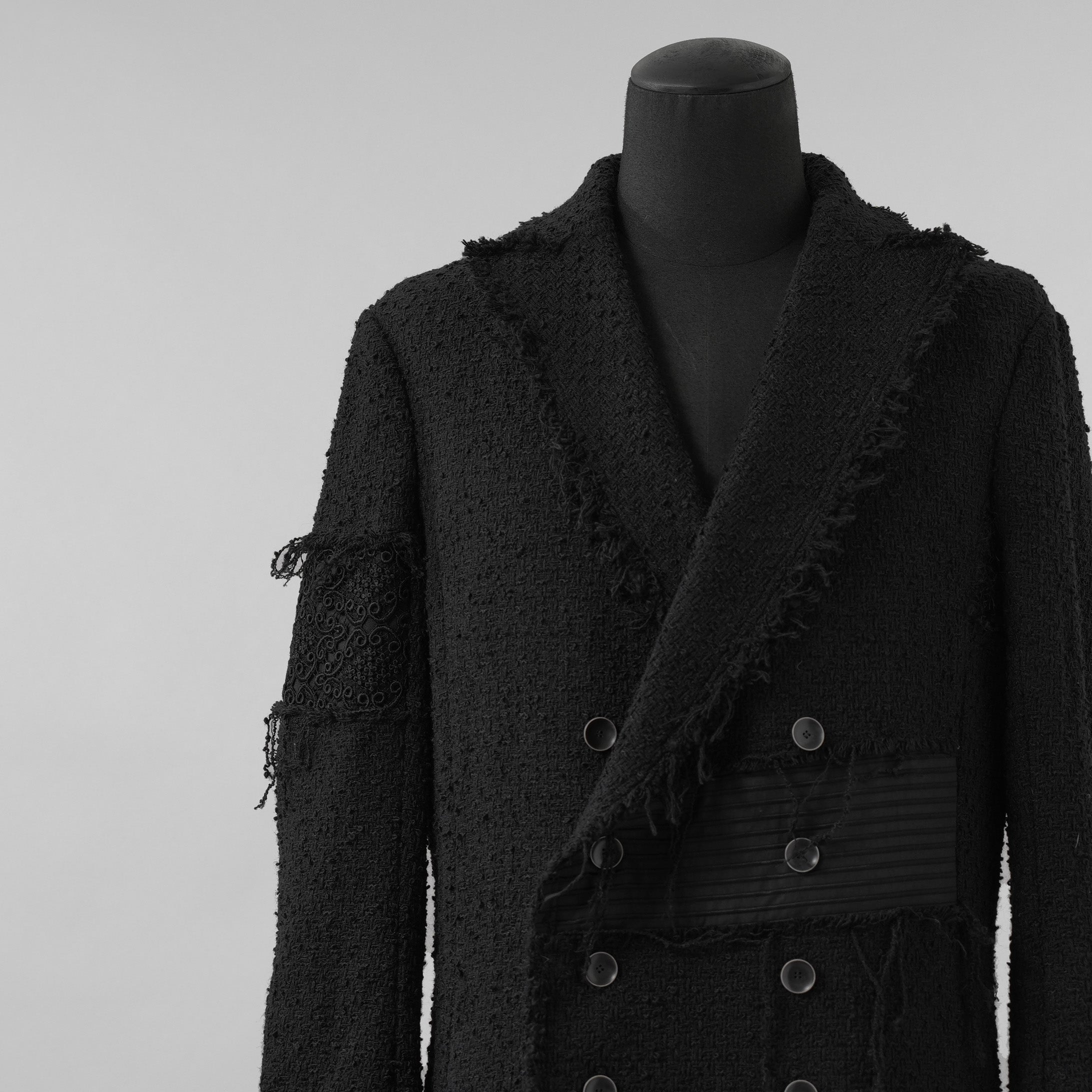 bajra バジュラ / 美品 23AW ループツイードコート ロング コート / 158BC01 / size 3 (BLACK)