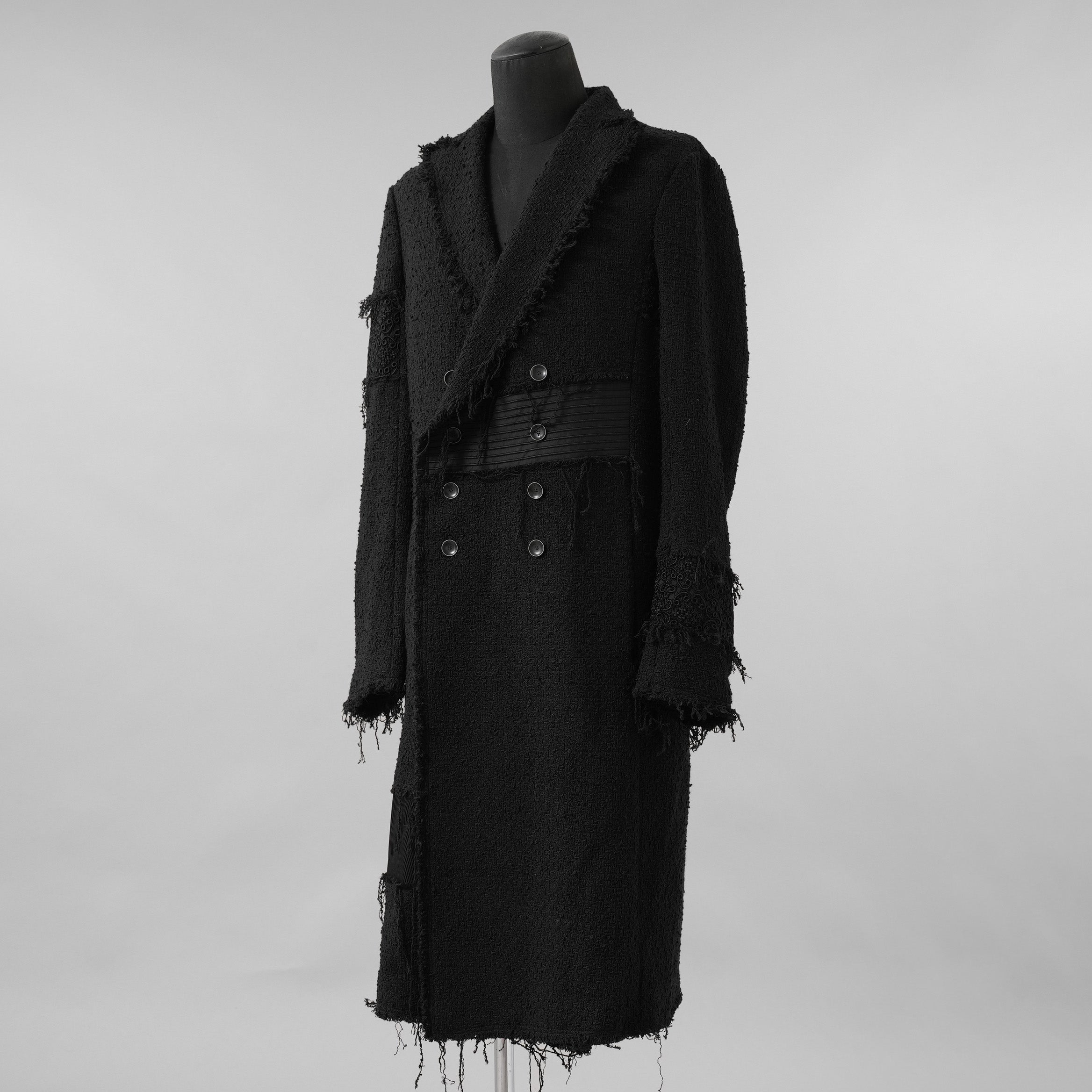 bajra バジュラ / 美品 23AW ループツイードコート ロング コート / 158BC01 / size 3 (BLACK)