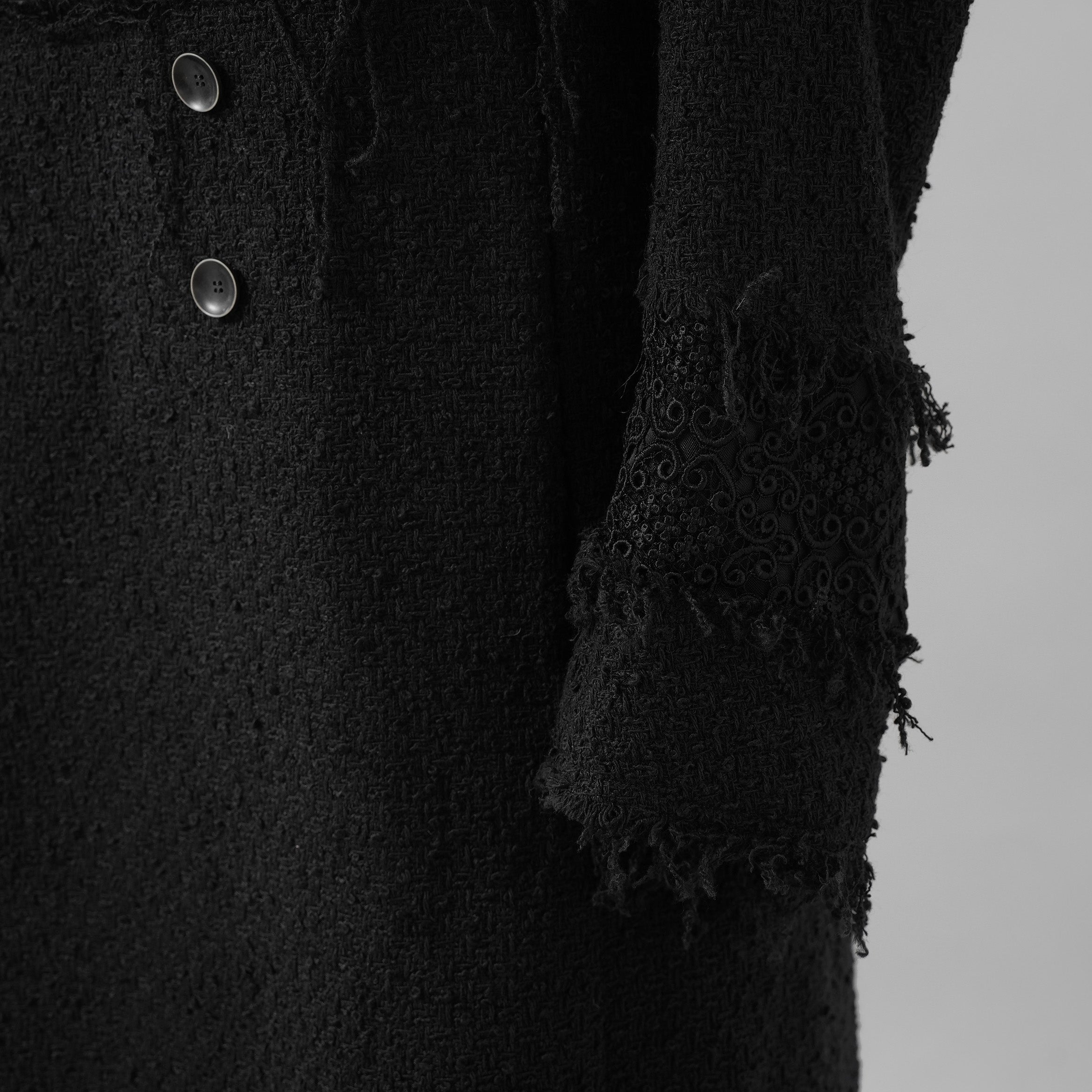 bajra バジュラ / 美品 23AW ループツイードコート ロング コート / 158BC01 / size 3 (BLACK)