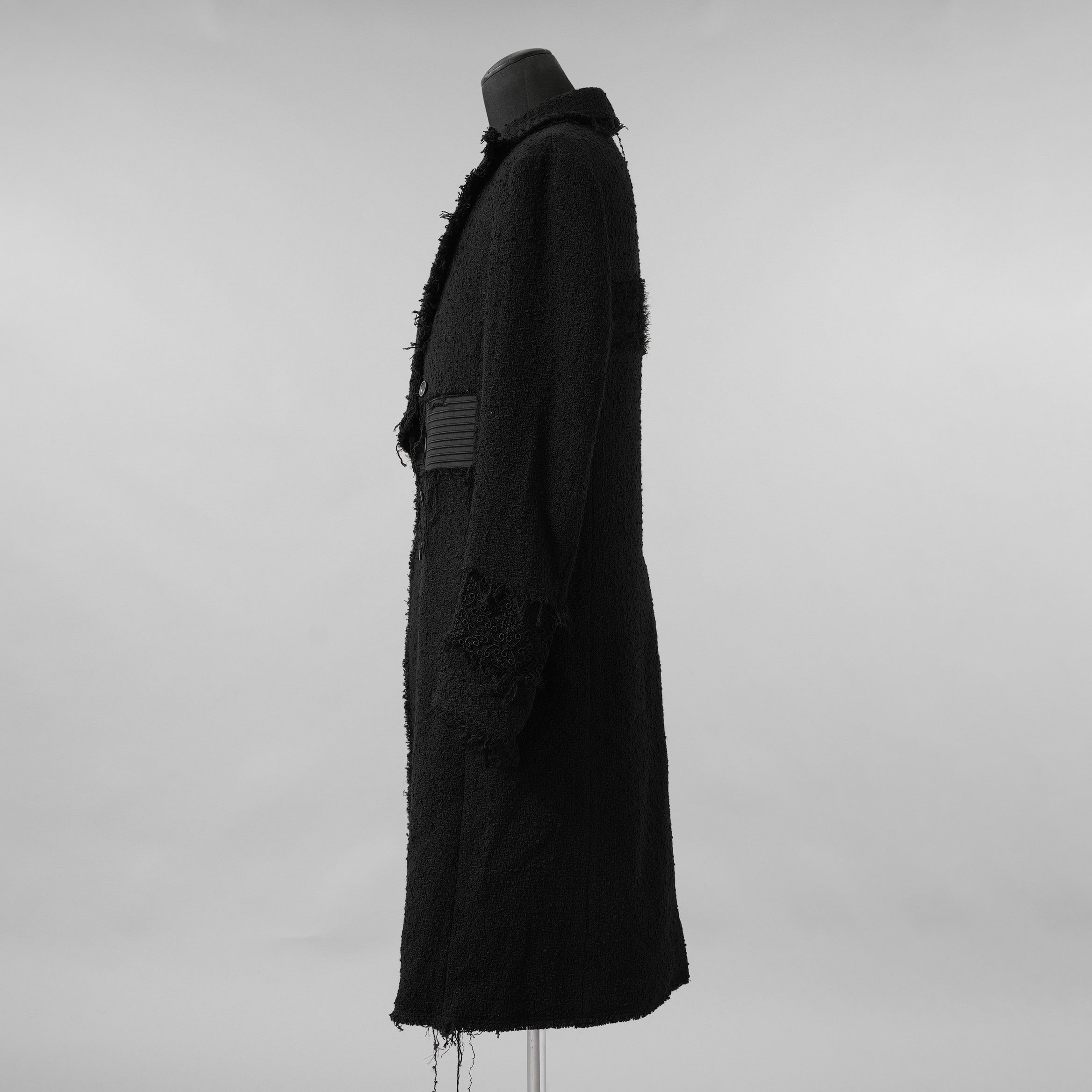 bajra バジュラ / 美品 23AW ループツイードコート ロング コート / 158BC01 / size 3 (BLACK)