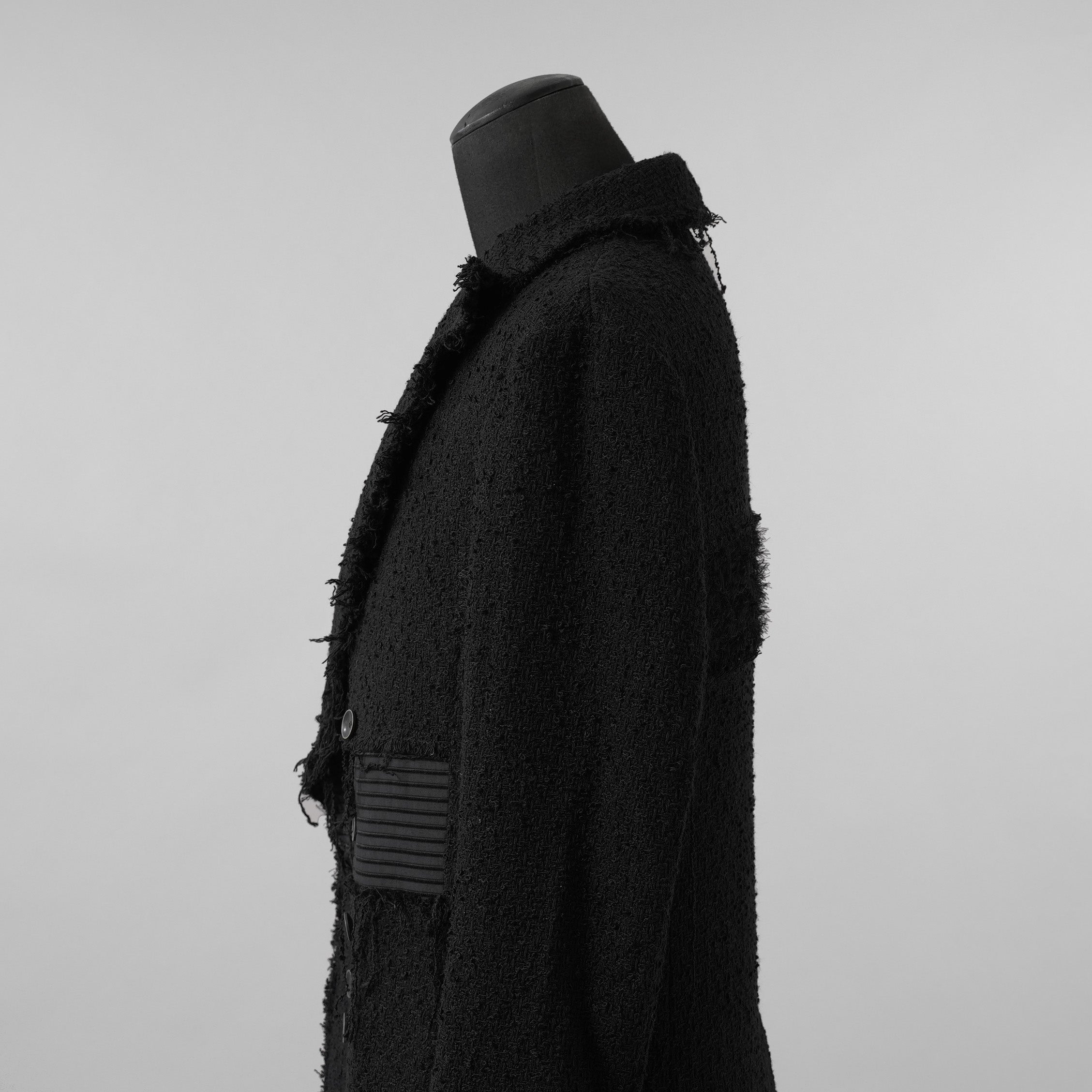 bajra バジュラ / 美品 23AW ループツイードコート ロング コート / 158BC01 / size 3 (BLACK)