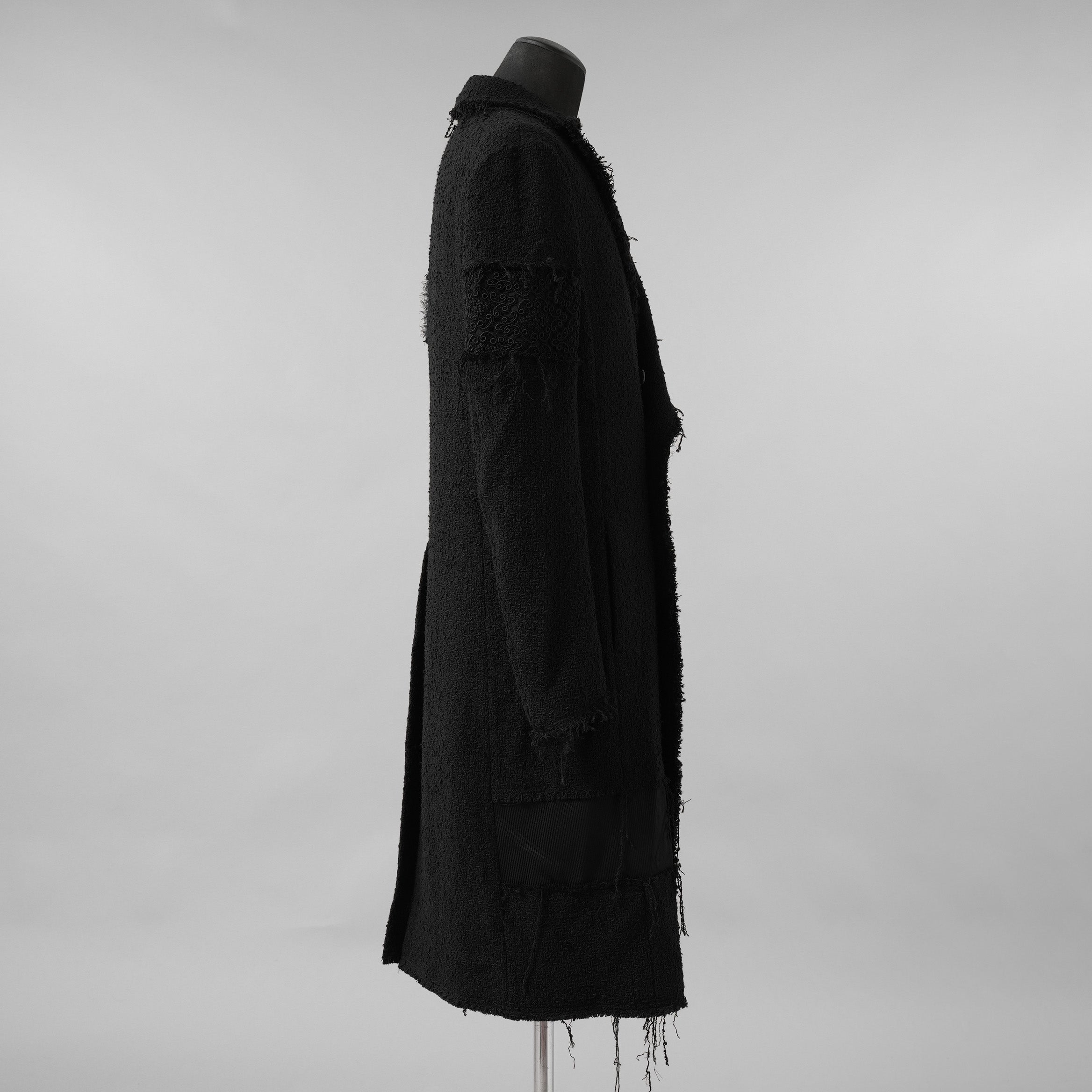 bajra バジュラ / 美品 23AW ループツイードコート ロング コート / 158BC01 / size 3 (BLACK)