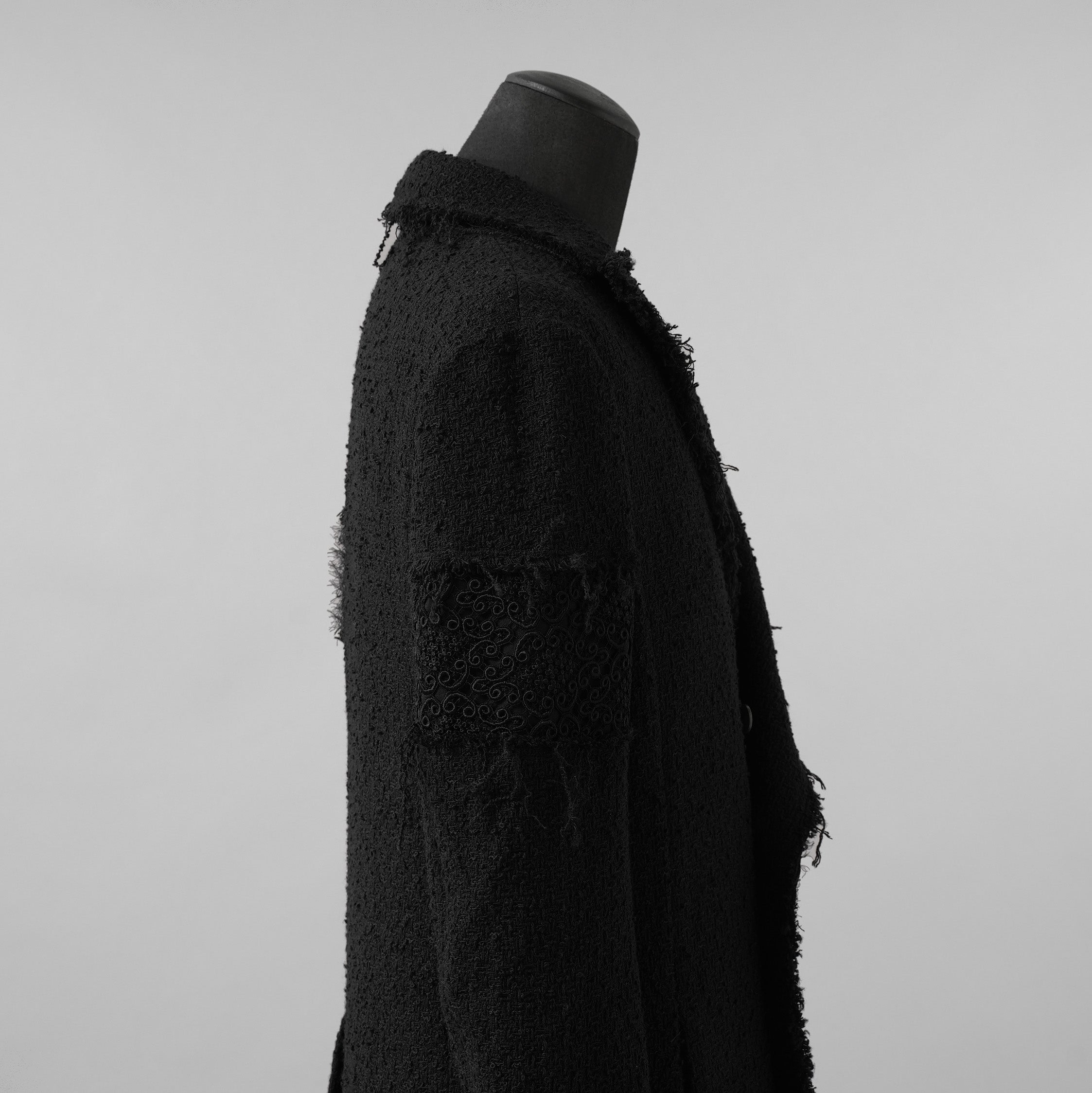 bajra バジュラ / 美品 23AW ループツイードコート ロング コート / 158BC01 / size 3 (BLACK)