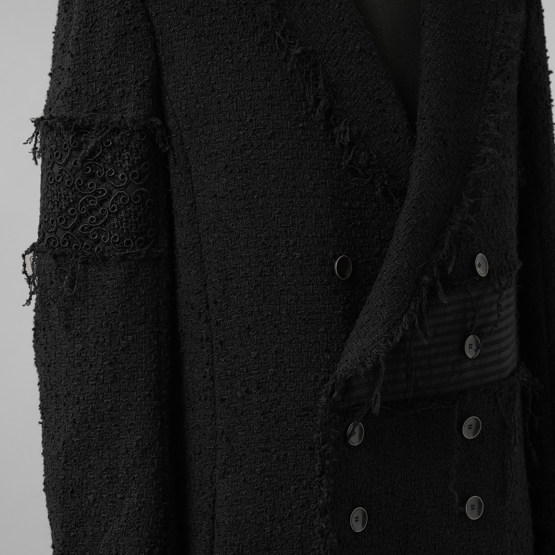bajra バジュラ / 美品 23AW ループツイードコート ロング コート / 158BC01 / size 3 (BLACK)