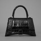 BALENCIAGA バレンシアガ / 美品 アワーグラス Hourglass クロコダイル型押し ショルダーバッグ ハンド バッグ / サイズ S (BLACK) レディース アクセサリー 352207-izm