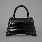 BALENCIAGA バレンシアガ / 美品 アワーグラス Hourglass クロコダイル型押し ショルダーバッグ ハンド バッグ / サイズ S (BLACK) レディース アクセサリー 352207-izm