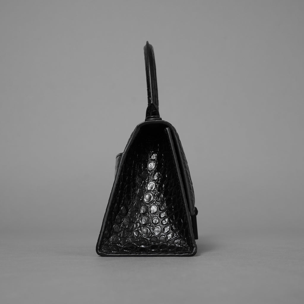 BALENCIAGA バレンシアガ / 美品 アワーグラス Hourglass クロコダイル型押し ショルダーバッグ ハンド バッグ / サイズ S (BLACK) レディース アクセサリー 352207-izm