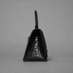 BALENCIAGA バレンシアガ / 美品 アワーグラス Hourglass クロコダイル型押し ショルダーバッグ ハンド バッグ / サイズ S (BLACK) レディース アクセサリー 352207-izm