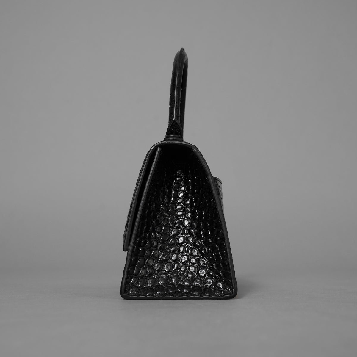 BALENCIAGA バレンシアガ / 美品 アワーグラス Hourglass クロコダイル型押し ショルダーバッグ ハンド バッグ / サイズ S (BLACK) レディース アクセサリー 352207-izm