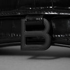 BALENCIAGA バレンシアガ / 美品 アワーグラス Hourglass クロコダイル型押し ショルダーバッグ ハンド バッグ / サイズ S (BLACK) レディース アクセサリー 352207-izm