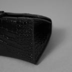 BALENCIAGA バレンシアガ / 美品 アワーグラス Hourglass クロコダイル型押し ショルダーバッグ ハンド バッグ / サイズ S (BLACK) レディース アクセサリー 352207-izm